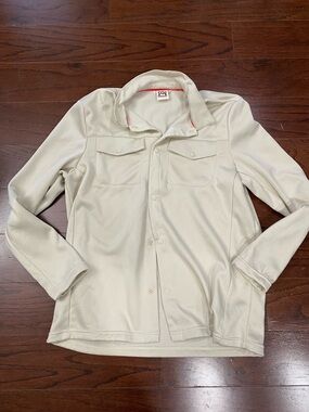 Avalanche Mens Shirt Jacket Button Down Outdoor Fleece Flap Pockets L Beige
